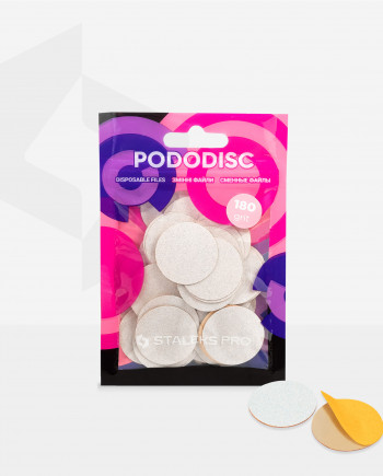Disposable white files for pedicure disc PODODISC STALEKS PRO L, 180 grit (50 pcs)